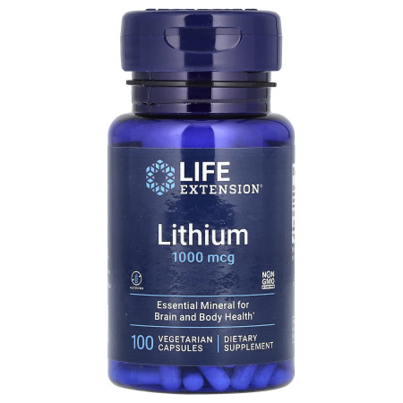 Літій, Lithium, Life Extension 1000 мкг, 100 вегетаріанських капсул