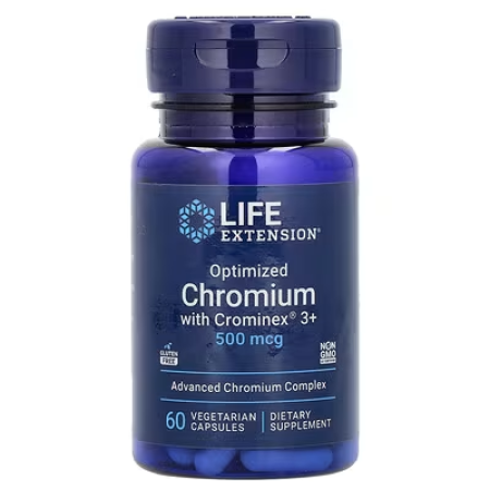 Хром, Chromium, Life Extension, оптимізований, 500 мкг, 60 вегетаріанських капсул