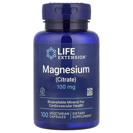 Цитрат магния, Magnesium (Citrate), Life Extension, 100 мг, 100 вегетарианских капсул 