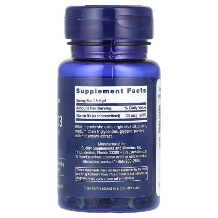 Витамин D-3, Vitamin D3, Life Extension, 5000 МЕ, 60 гелевых капсул