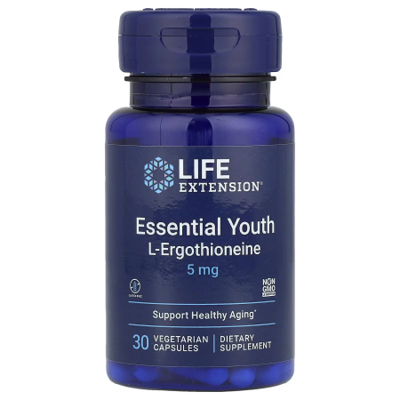 L-эрготионеин, Essential Youth L-Ergothioneine, Life Extension, поддержка молодости, 5 мг, 30 вегетарианских капсул