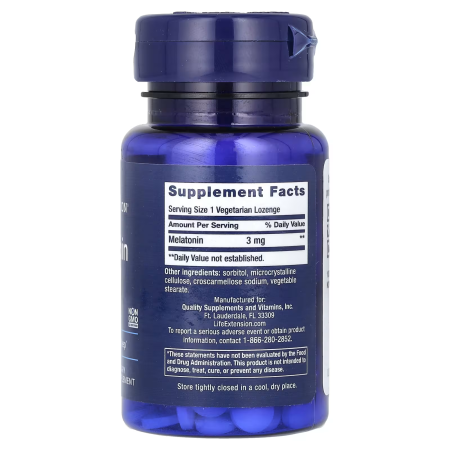 Мелатонин, Melatonin, Life Extension, 3 мг,  60 леденцов