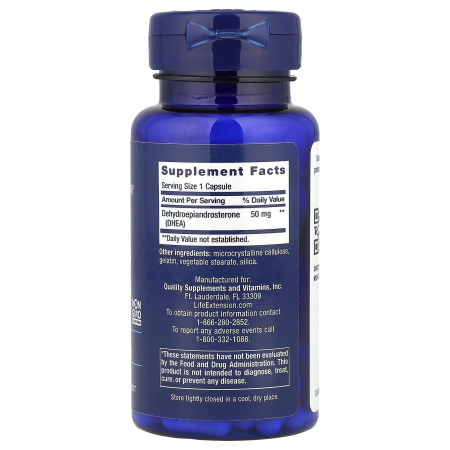 Дегидроэпиандростерон, ДГЭА , DHEA, Life Extension, 50 мг, 60 капсул