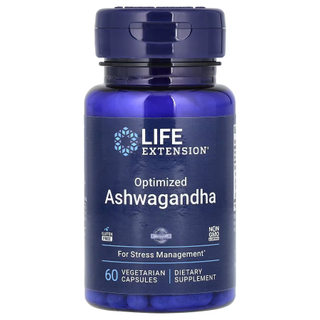 Ашваганда, Optimized Ashwagandha, Life Extension, оптимізована, 125 мг, 60 вегетаріанських капсул (125 мг у 1 капсулі)