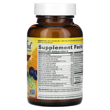 Мультивітаміни для дітей, Kids One Daily Multivitamin, MegaFood, 1 на день, 30 таблеток