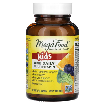 Мультивітаміни для дітей, Kids One Daily Multivitamin, MegaFood, 1 на день, 30 таблеток