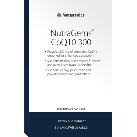 Коензим Q10, NutraGems CoQ10, Metagenics, високоабсорбований, 300 мг, 30 жувальних капсул