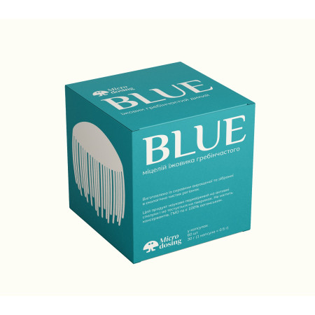 Гриб Їжовик гребінчаcтий “Blue”, міцелій, Hericium erinaceus, Microdosing, 500 мг, 60 вегетаріанських капсул