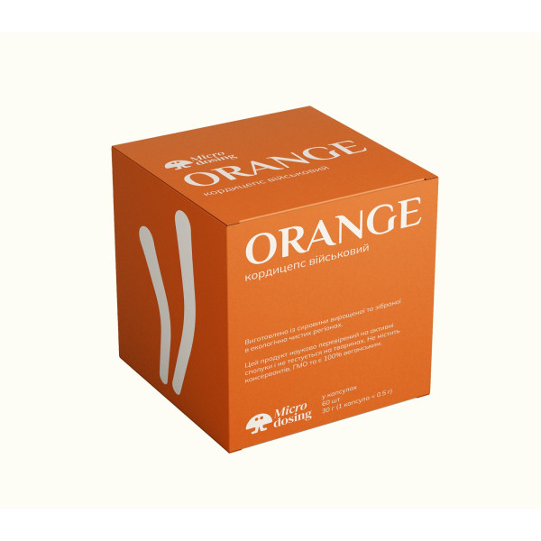 Кордицепс военный “Orange”, плодовое тело, Cordyceps militaris, Microdosing, 500 мг, 60 вегетарианских капсул