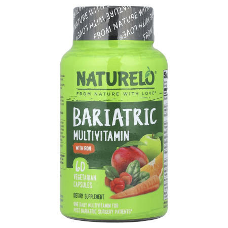 Мультивітаміни із залізом, Bariatric Multivitamin, NATURELO, баріатричні, 60 вегетаріанських капсул