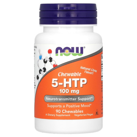 5-HTP, 5-гідрокситриптофан, 5-HTP, Now Foods, цитрусовий смак, 100 мг, 90 жувальних таблеток