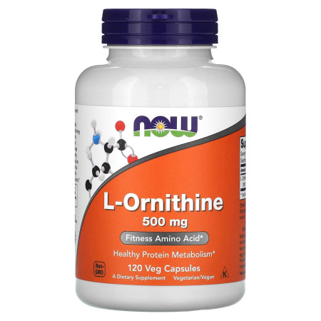 L-орнітин, L-Ornithine, NOW Foods, 500 мг, 120 рослинних капсул