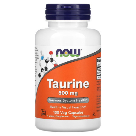 Таурин, Taurine, Now Foods, 500 мг, 100 вегетаріанських капсул