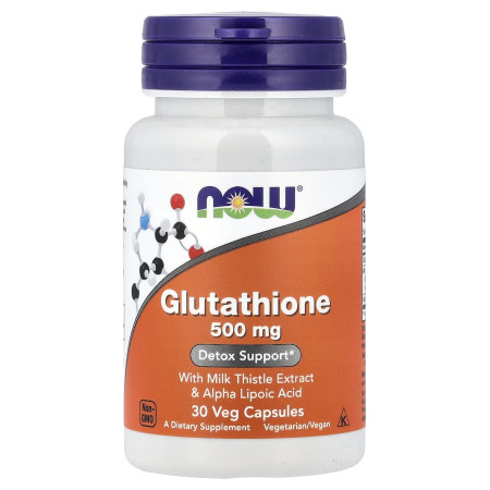 Глутатіон, Glutathione, Now Foods, 500 мг, 30 вегетаріанських капсул