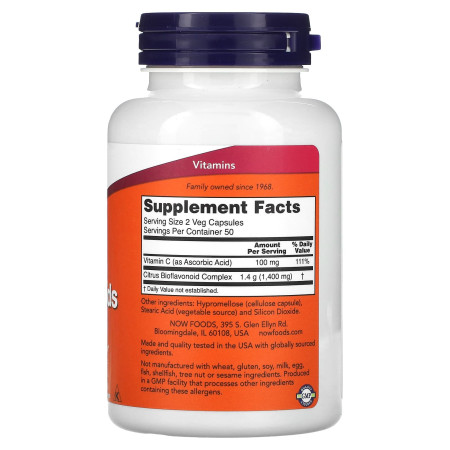 Цитрусові біофлавоноїди, Citrus Bioflavonoids, NOW Foods, 100 рослинних капсул