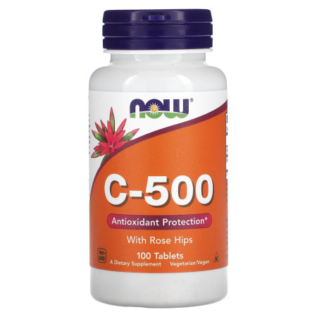 Вітамін С із шипшиною, Vitamin C with Rose Hips, NOW Foods, 500 мг, 100 таблеток