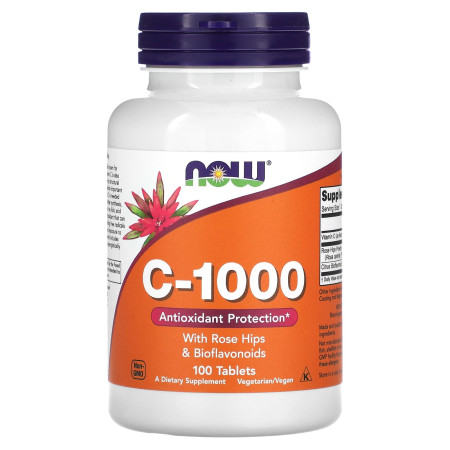 Вітамін С з шипшиною та біофлавоноїдами, C-1000, NOW Foods, 100 таблеток