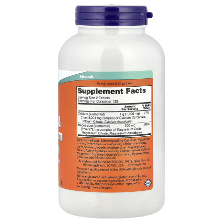 Кальцій і магній, Calcium & Magnesium, Now Foods, 250 таблеток