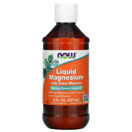 Магний с микроэлементами, Liquid Magnesium with Trace Minerals, Now Foods, жидкая форма, 237 мл