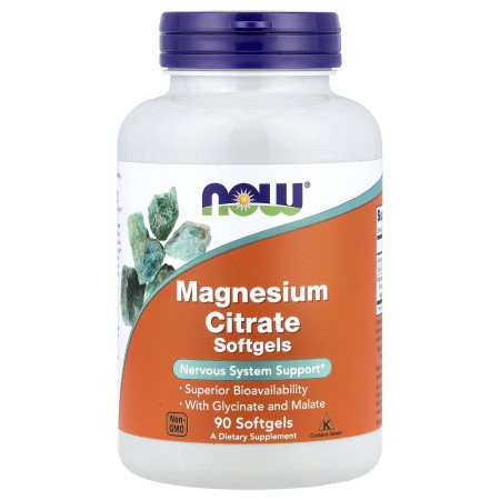 Магній цитрат, Magnesium Citrate, Now Foods, 90 гелевых капсул (133 мг у капсулі)