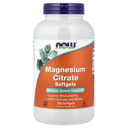 Магний цитрат, Magnesium Citrate, Now Foods, 180 гелевых капсул (133 мг в капсуле)