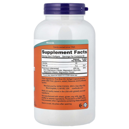Магній цитрат, Magnesium Citrate, Now Foods, 180 гелевых капсул (133 мг у капсулі)