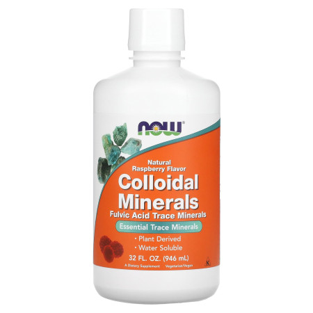 Колоїдні мікроелементи, Colloidal Minerals, Now Foods, зі смаком малини, 946 мл