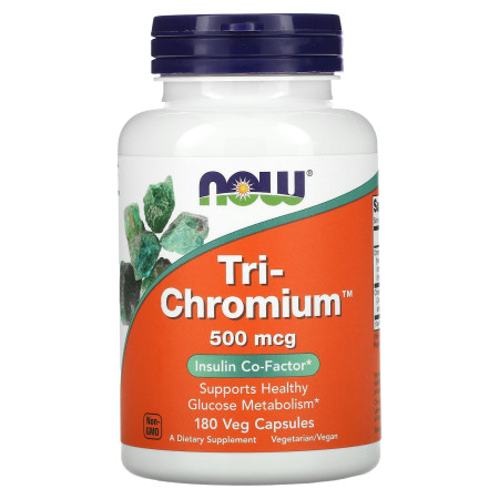Хром, Tri-Chromium, Now Foods, 500 мкг, 180 веганських капсул