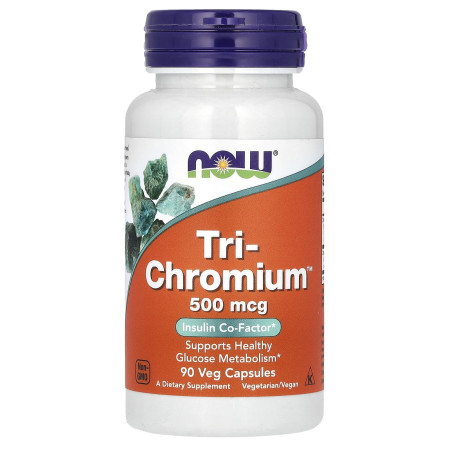 Хром, Tri-Chromium, Now Foods, 500 мкг, 90 рослинних капсул
