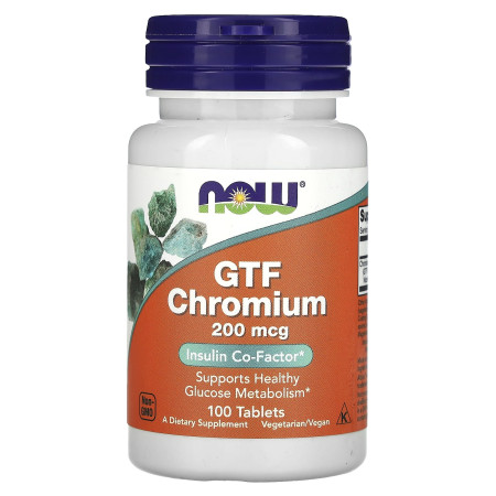 Хром ФТГ, GTF Chromium, NOW Foods, 200 мкг, 100 таблеток