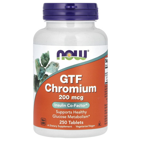 Хром ФТГ, GTF Chromium, Now Foods, 200 мкг, 250 таблеток