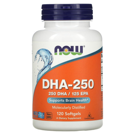 Рыбий жир, DHA-250, Now Foods, 120 гелевых капсул