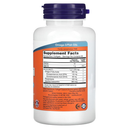 Масло криля, Krill Oil, NOW Foods, 500 мг, 120 гелевых капсул