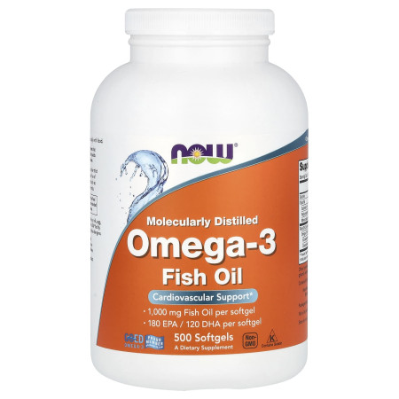 Риб'ячий жир, Омега-3, Omega-3 180 EPA / 120 DHA, Now Foods, 500 гелевих капсул