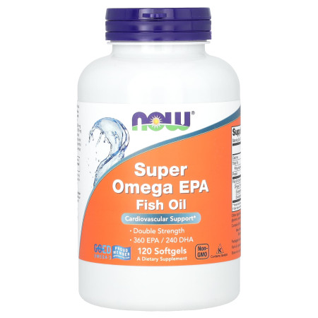 Омега-3, риб'ячий жир, Super Omega EPA Fish Oil, NOW Foods, 120 гелевих капсул