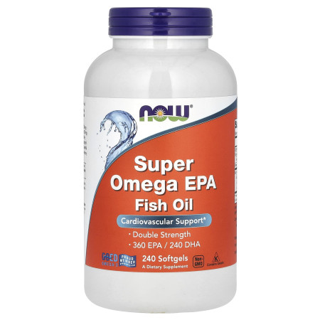 Омега-3, риб'ячий жир, Super Omega EPA Fish Oil, NOW Foods, 240 гелевих капсул (1000 мг на капсулу)