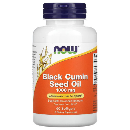 Масло семян черного тмина, Black Cumin Seed Oil, NOW Foods, 1000 мг, 60 гелевых капсул