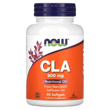 Кон'югована лінолева кислота, CLA, NOW Foods, 800 мг, 90 гелевих капсул