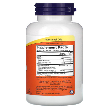 Олія вечірньої примули, Evening Primrose Oil, NOW Foods, 500 мг, 250 гелевих капсул