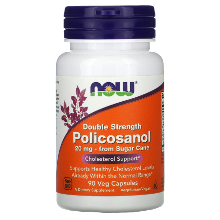 Полікозанол, Double Strength Policosanol, NOW Foods, 20 мг, 90 рослинних капсул