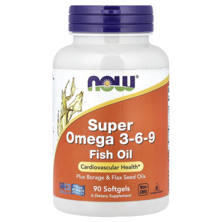 Омега 3-6-9, рыбий жир, Super Omega 3-6-9 Fish Oil, NOW Foods, 90 гелевых капсул