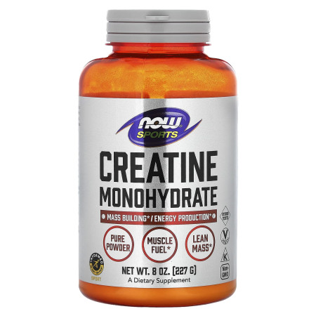 Креатин моногідрат, Creatine Monohydrate, NOW Foods, Sports, чистий порошок, 227 г
