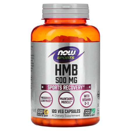 Гідроксиметилбутират ГМБ, HMB, NOW Foods, Sports, 500 мг, 120 вегетаріанських капсул