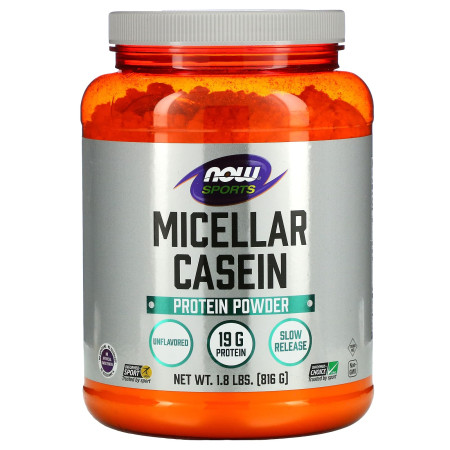 Міцелярний казеїновий протеїн, Micellar Casein Protein Powder, NOW Foods, Sports, без ароматизаторів, 816 г
