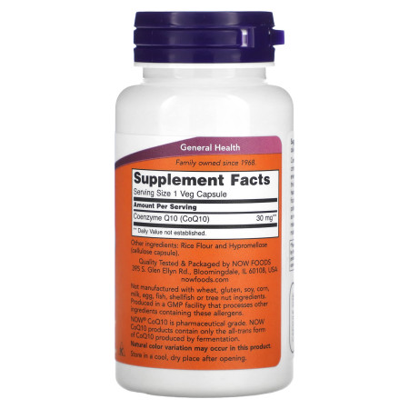 Коэнзим Q10, CoQ10, Now Foods, 30 мг, 60 капсул