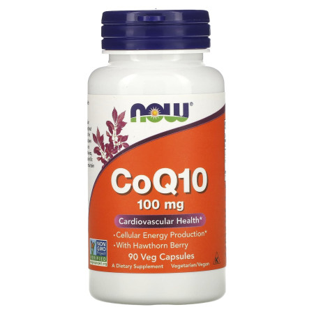 Коэнзим Q10, CoQ10, Now Foods, 100 мг, с ягодами боярышника, 90 капсул