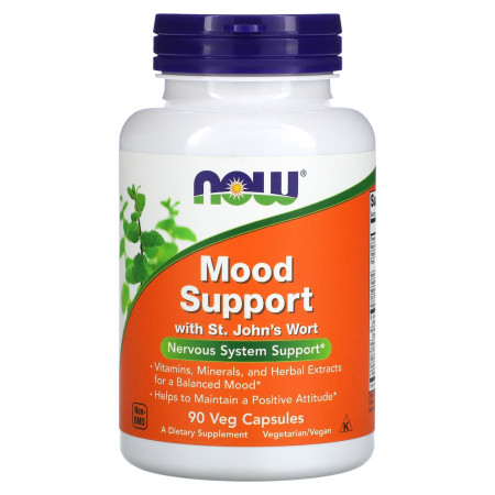 Підтримка настрою, Mood Support with St. John's Wort, Now Foods, зі звіробоєм, 90 вегетаріанських капсул