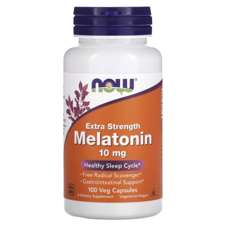 Мелатонін, Melatonin, NOW Foods, 10 мг, 100 вегетаріанських капсул