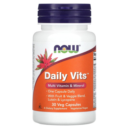 Мультивітаміни та мінерали, Daily Vits, NOW Foods, 1 на день, 30 вегетаріанських капсул