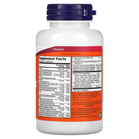 Мультивитамины и минералы, Daily Vits, NOW Foods, 1 на день, 120 вегетарианських капсул